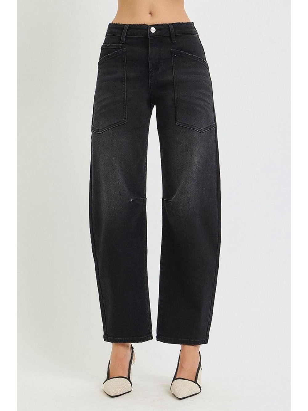 RISEN Size 8/28 Black BARREL Jeans for Women - worn once